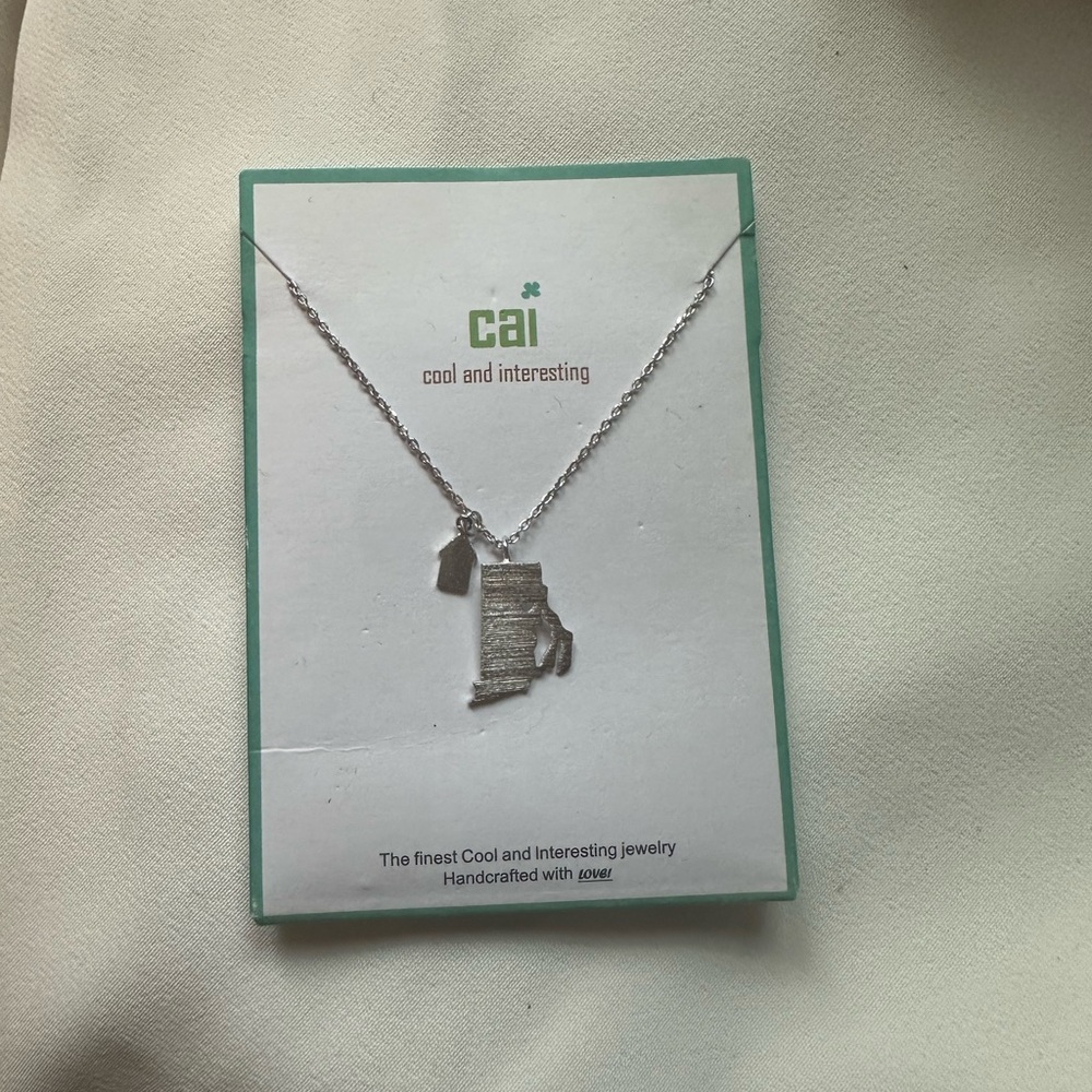 Silver Rhode Island Shaped Necklace